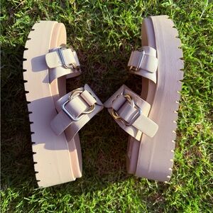 Women's Cream Platform Sandals